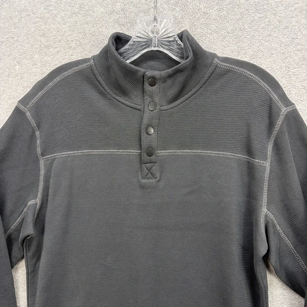 ROWM Sweater Shirt Men Small Grey Golf Casual Basic Henley 1/4 Snap T Sweatshirt